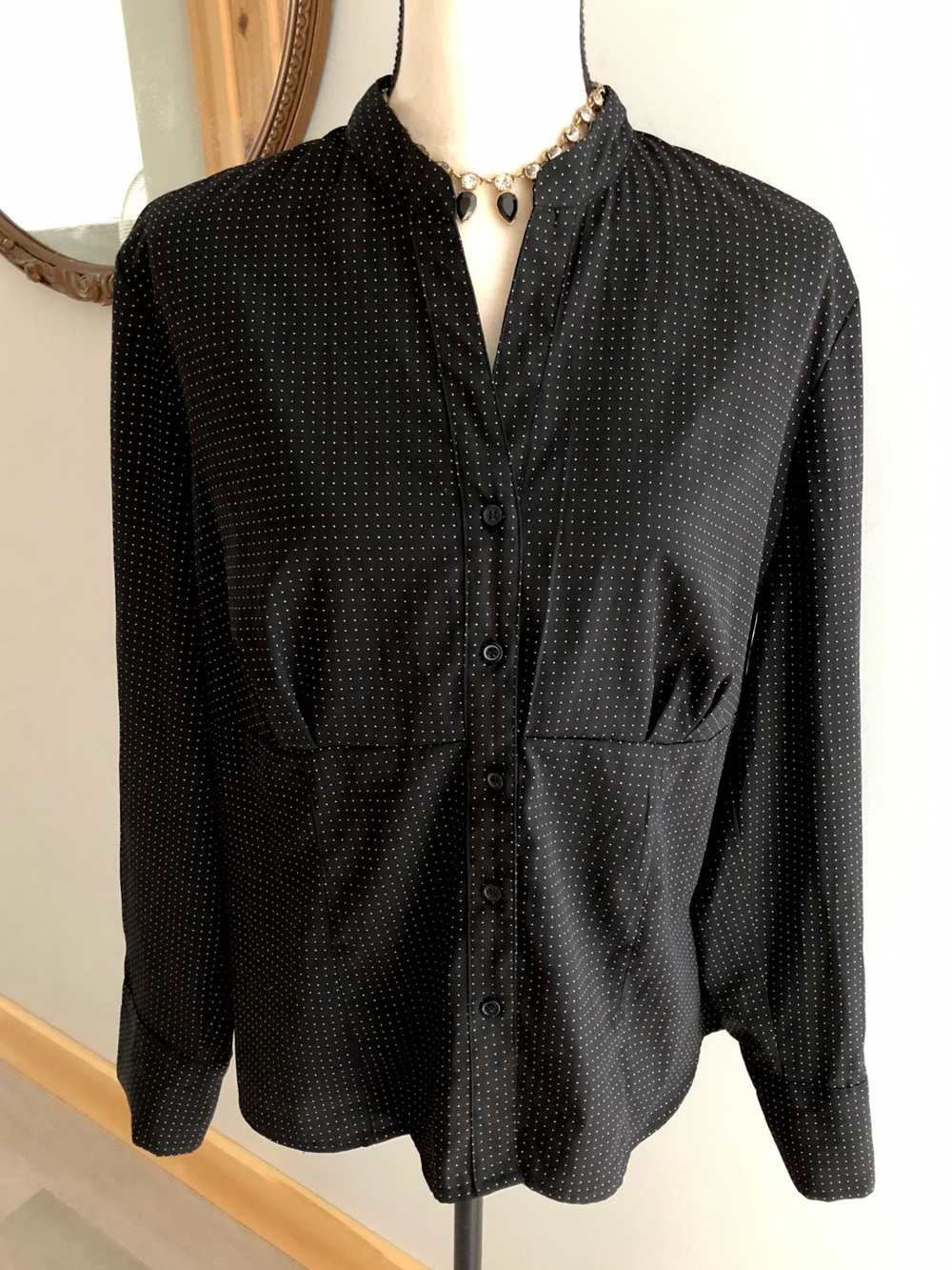 East 5th Black Button Down Long Sleeve Blouse Shirt XL Petite